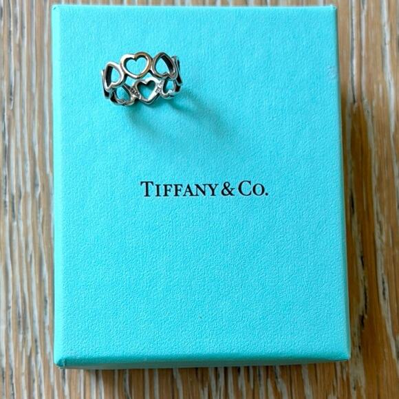 Tiffany & Co Elsa Peretti Open Heart Infinity Ring 18k Rose Gold Silver Size 6 - Picture 1 of 5